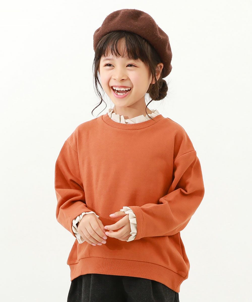 SALE 25%OFF】綿100% 重ね着風フリル スウェットトレーナー | 子供服の