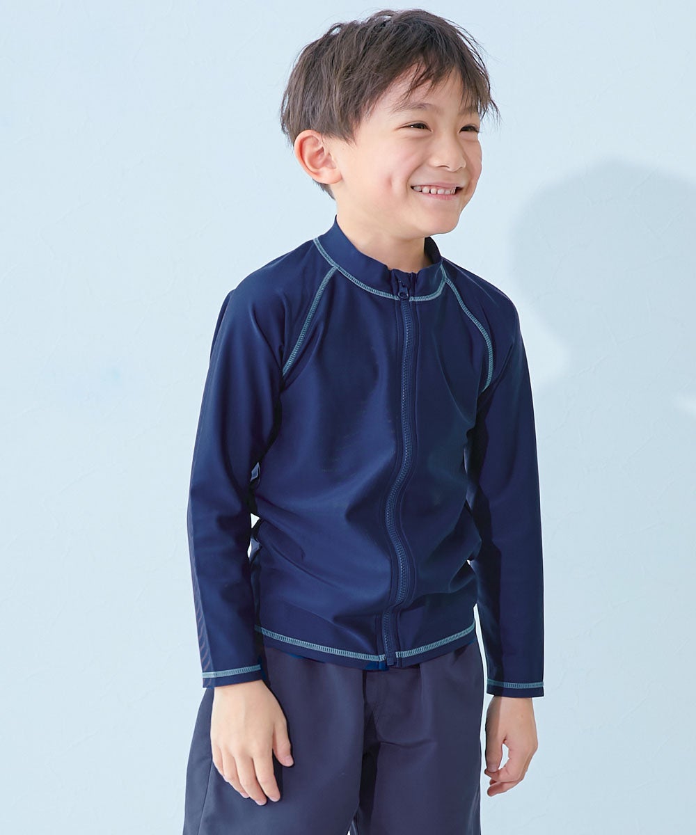 最大5%OFF】UVカット スクール用 長袖ジップラッシュガード | 子供服の