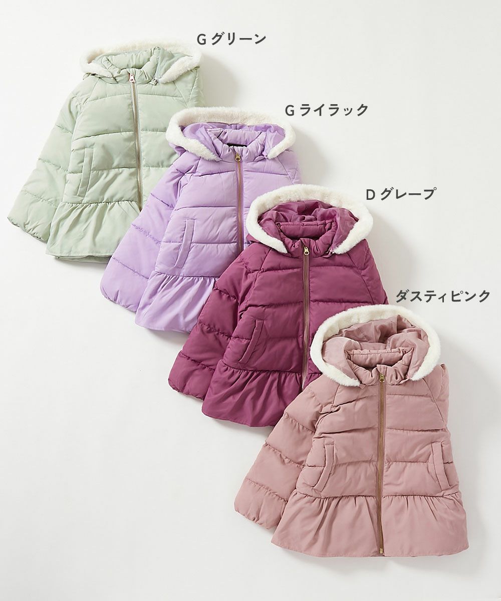 フード付きグレーダウンジャケット ペプラム セール】洗える ファイバーダウン フードが取り外せる ペプラム