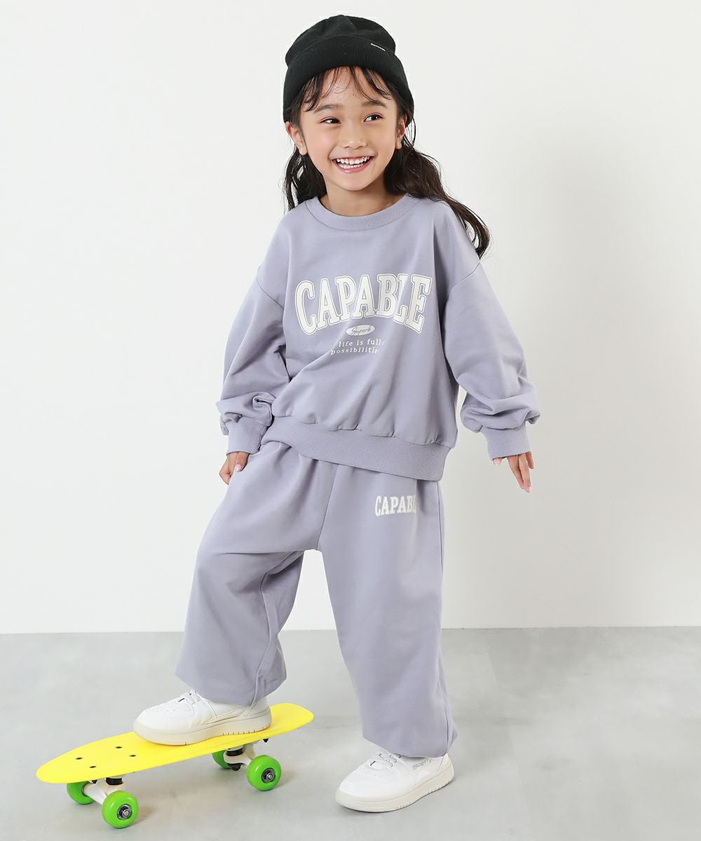 ※ひらり 【新品】うさと　子供服セットアップ　バック付き 普段着でもルームウェアでも】ガールズ ミニ裏毛 カレッジロゴ