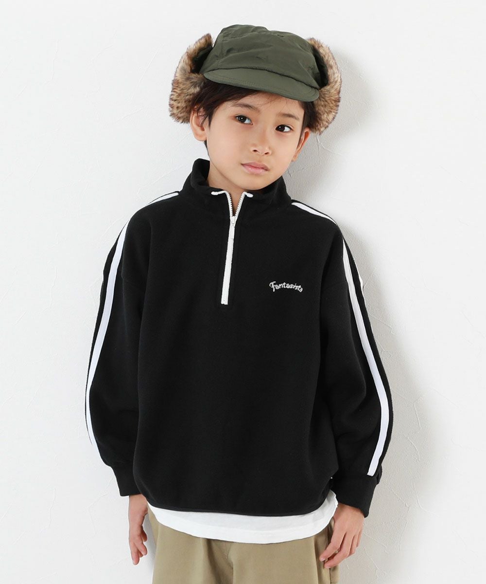 STUDENTS フリースプルオーバー ブラック×ホワイトハーフスナップ セール】 【KIDS】ヘルべチアハーフスナップフリース （その他トップス