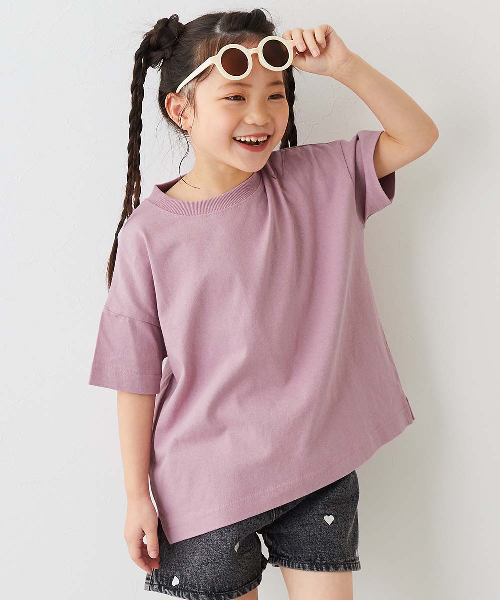 ハーフリネン トップス くすみピンク 半袖 100サイズ 最大27%OFF】綿100% お洗濯してもよれにくい ビッグシルエット 半袖T