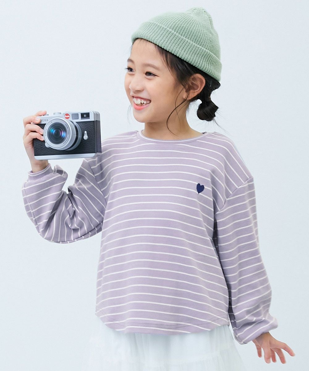 もちもちストレッチ ガールズ ハート刺繍 長袖Tシャツ | 子供服の通販 もちもちストレッチ ガールズ ハート刺繍 長袖Tシャツ | 子供服の通販
