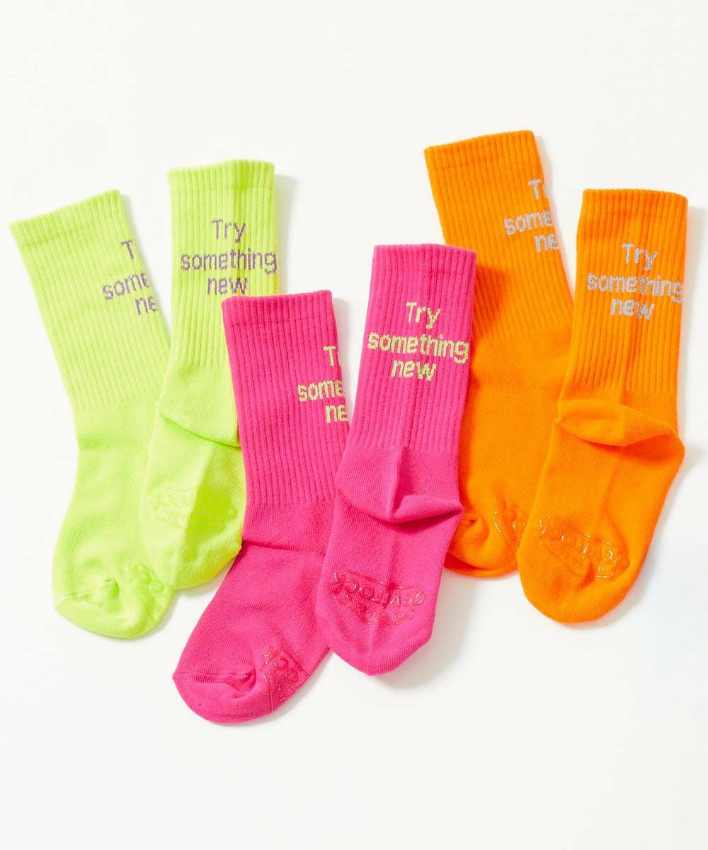 親子で使える 3足セット ネオンカラー ロゴソックス | 子供服の通販