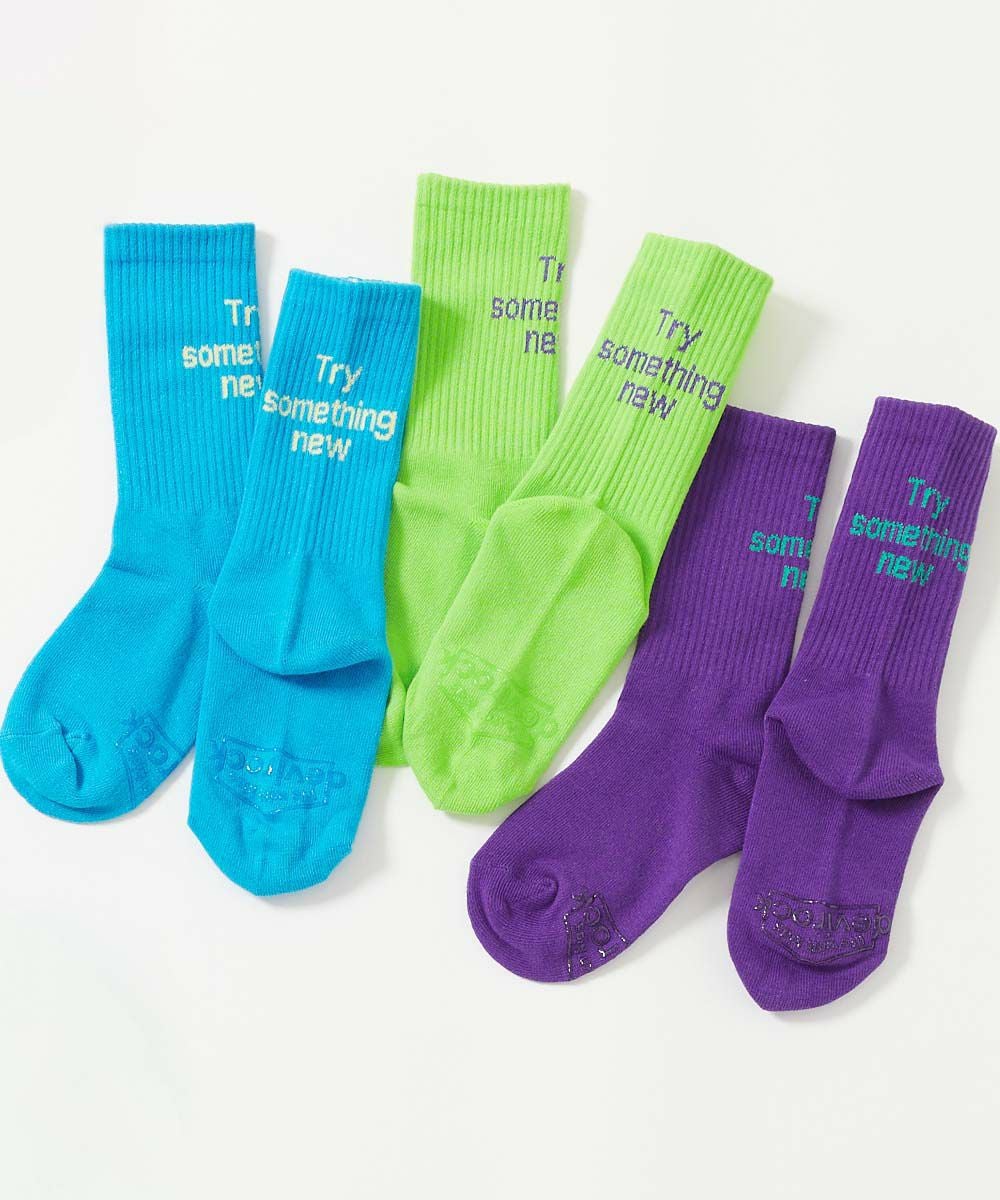 最大18%OFF】親子で使える 3足セット ネオンカラー ロゴソックス