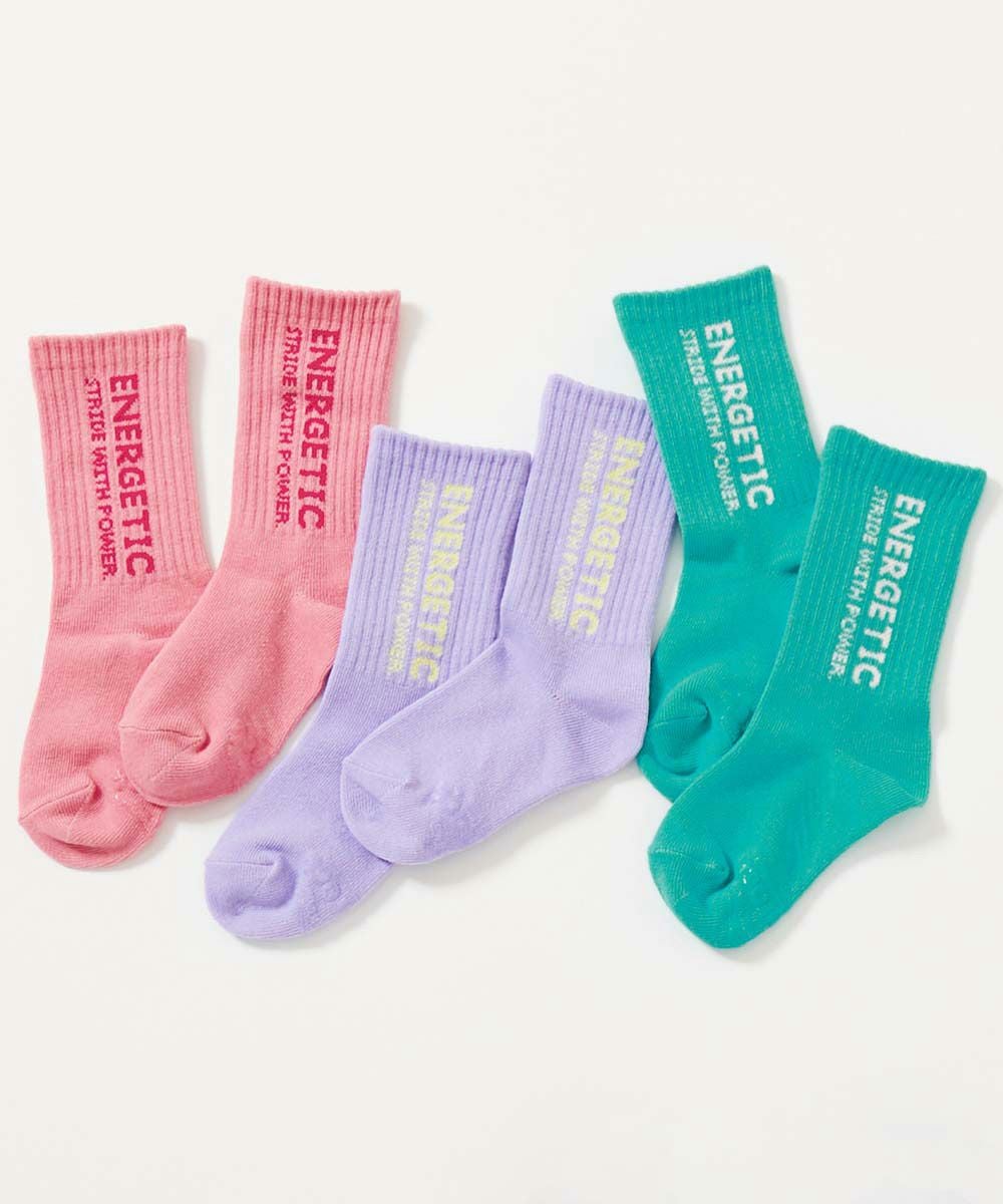 親子で使える 3足セット ネオンカラー ロゴソックス | 子供服の通販