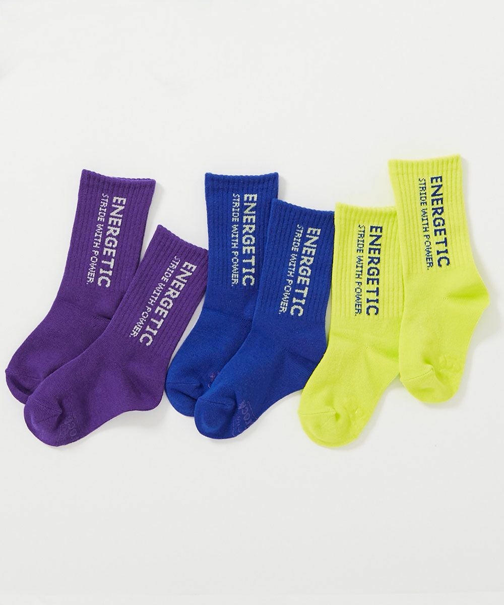 親子で使える 3足セット ネオンカラー ロゴソックス | 子供服の通販