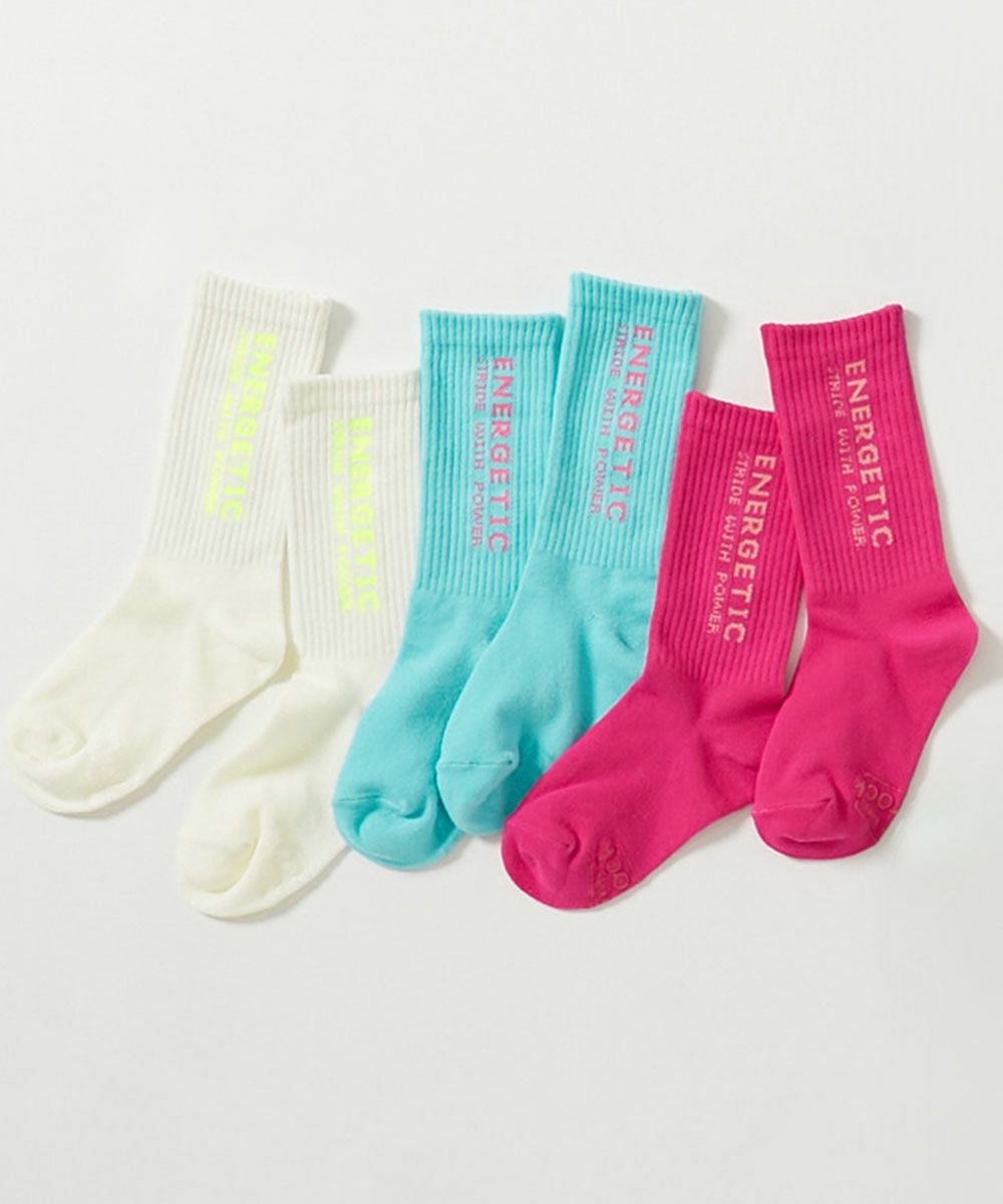 親子で使える 3足セット ネオンカラー ロゴソックス | 子供服の通販