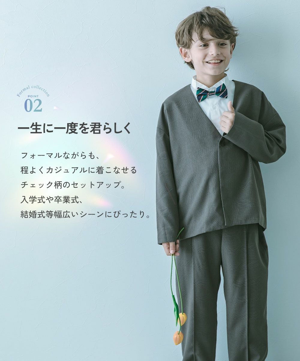 25%OFF/返品不可】フォーマル チェック柄 ノーカラージャケット