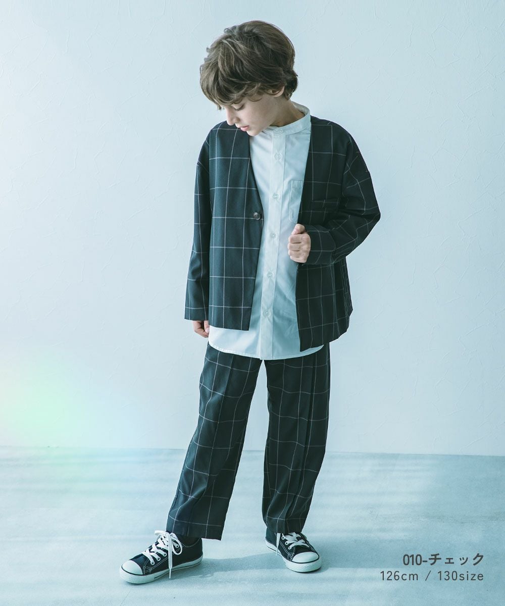 25%OFF/返品不可】フォーマル チェック柄 ノーカラージャケット