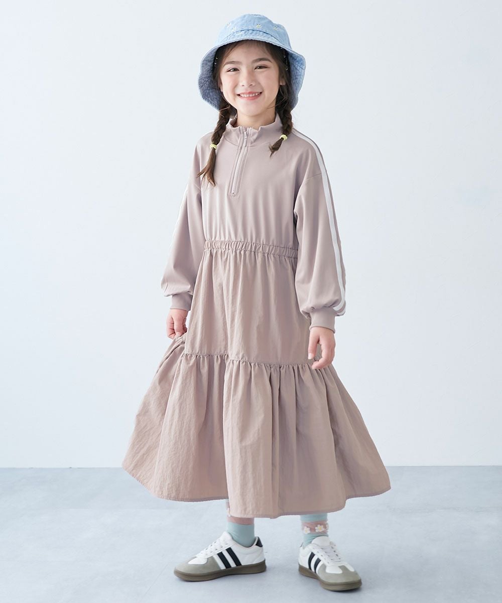 サイドライン ハーフジップ トラック ティアードワンピース | 子供服の