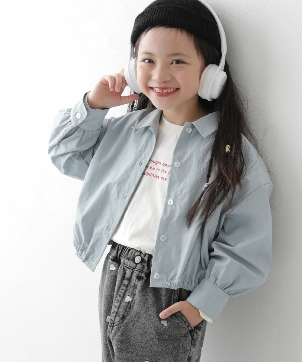 SPECIAL SALE 76%OFF】裾ギャザー クロップド丈 ナイロンシャツ