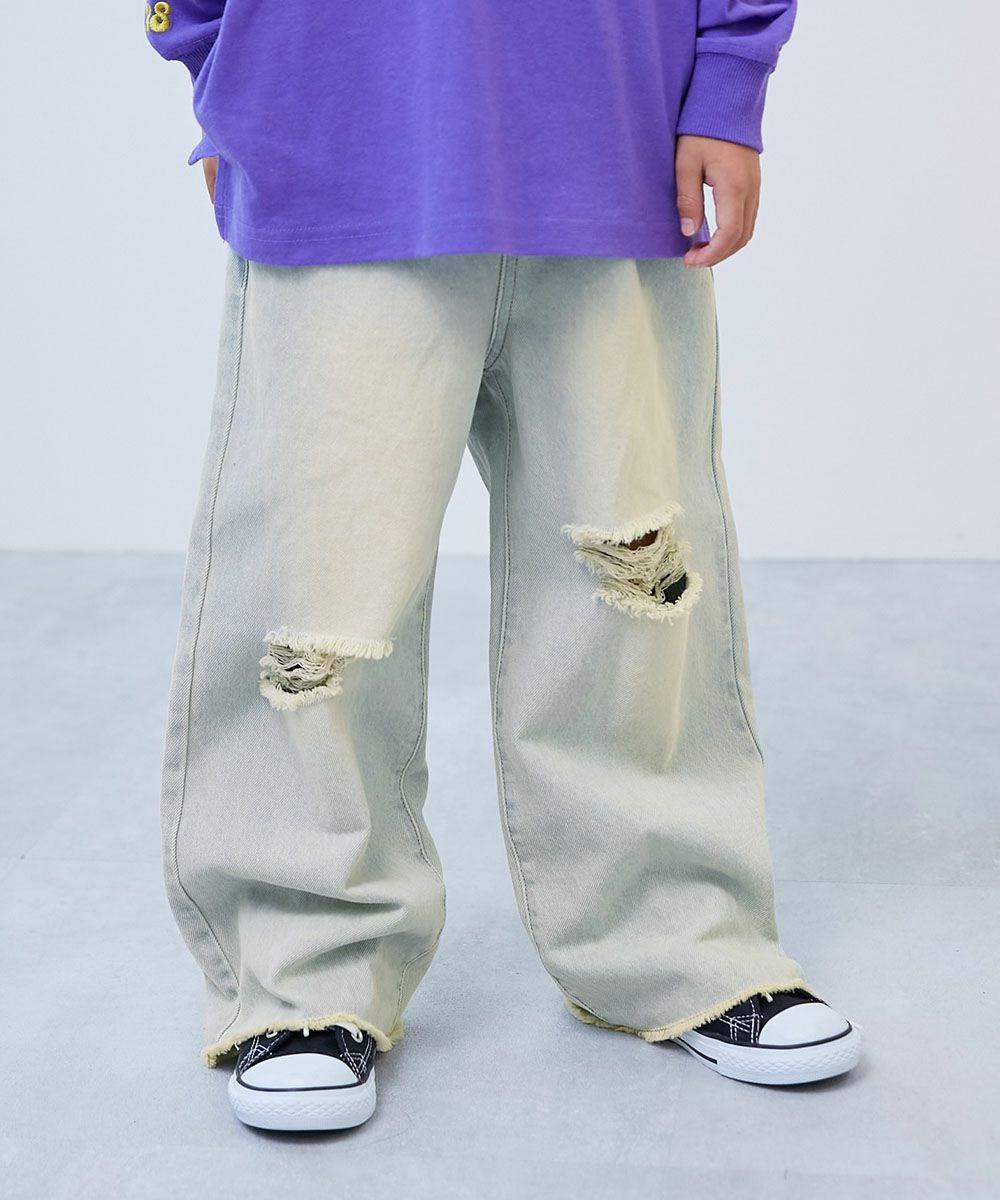 ケミカル ダメージ ストレートデニム | 子供服の通販 デビロック公式サイト