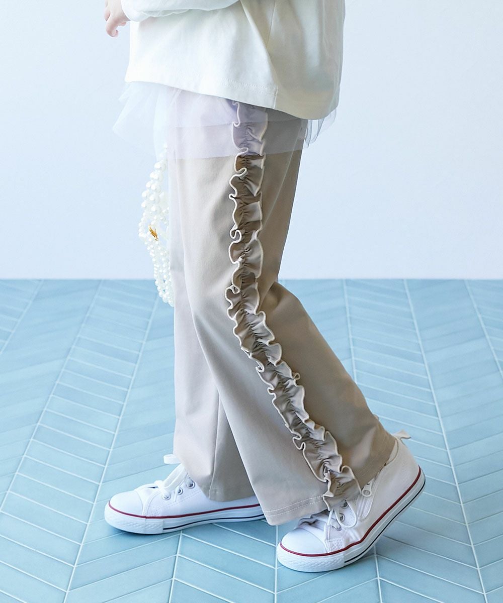 最大10%OFF】【イージーウォッシュ】乾燥機OK サイドフリルパンツ