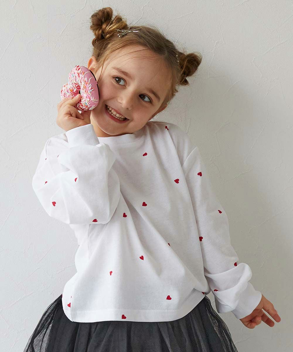 ハート総柄 長袖Tシャツ | 子供服の通販 デビロック公式サイト