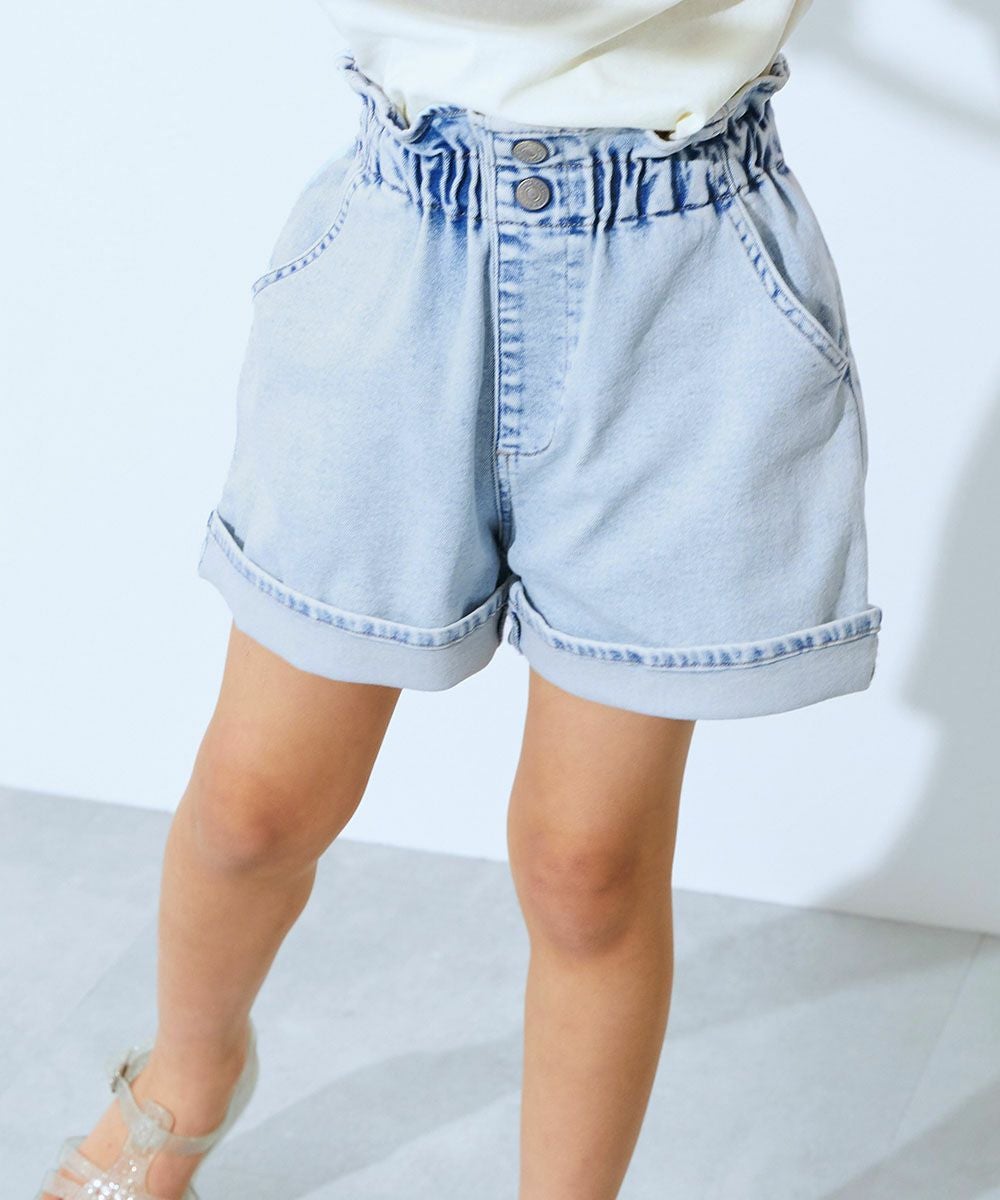 ストレッチデニム ハイウエスト フリルショートパンツ | 子供服の通販