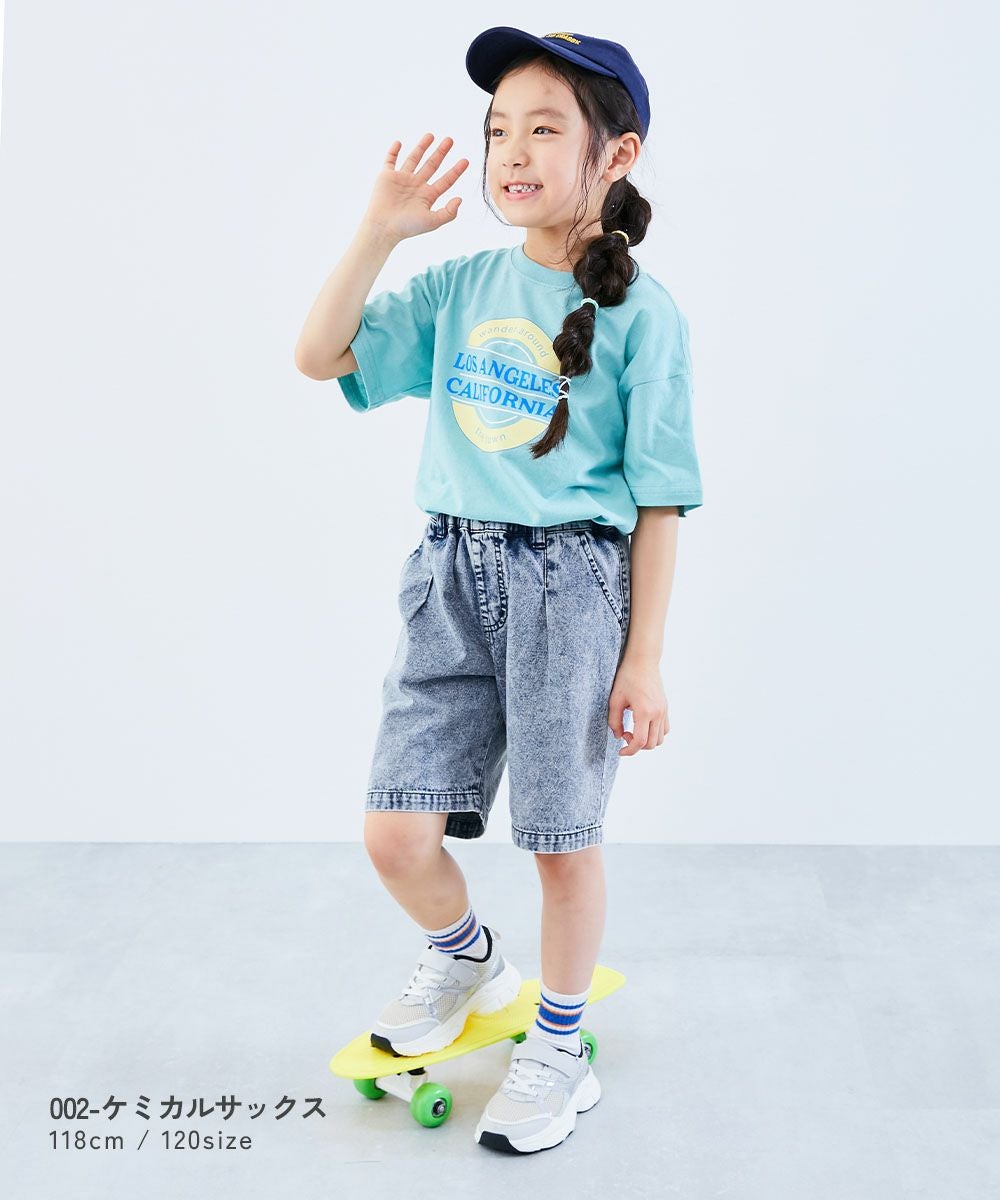希少　20471120 ハンドモチーフハーフパンツ　リサイクルコレクション 最大10%OFF】ライトオンスデニム ケミカルウォッシュ ハーフパンツ