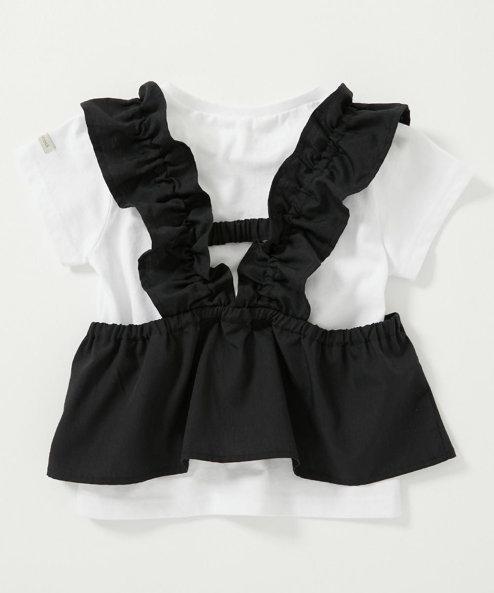 ②点セット ヒロココシノ チェック柄 フリル袖 半袖 白・黒 SPECIAL SALE 76%OFF】【makoコラボ】フリルビスチェ＆Tシャツセット