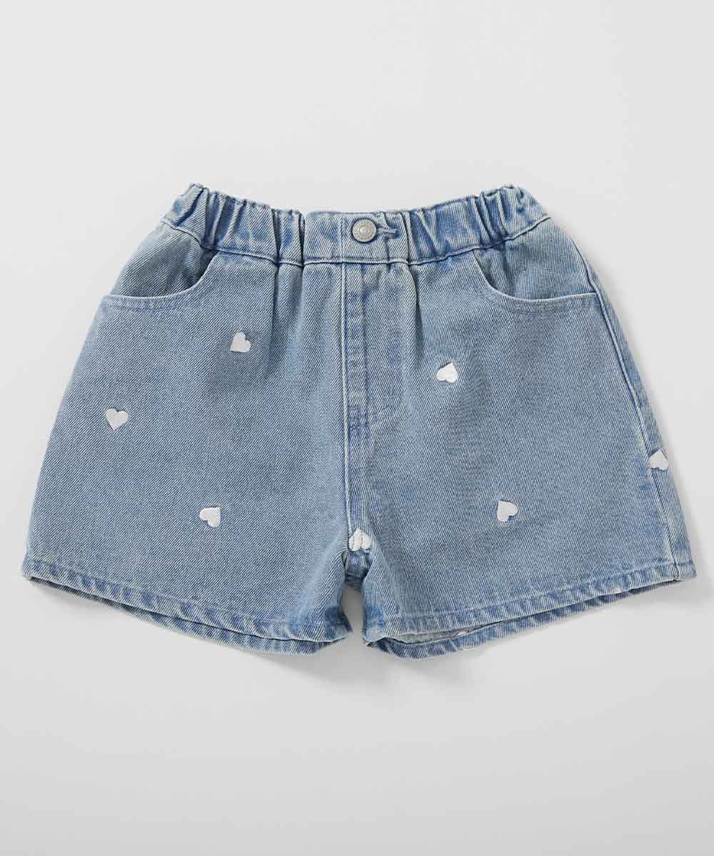 ハートと花がえらべる 刺繍 デニム ショートパンツ | 子供服の通販