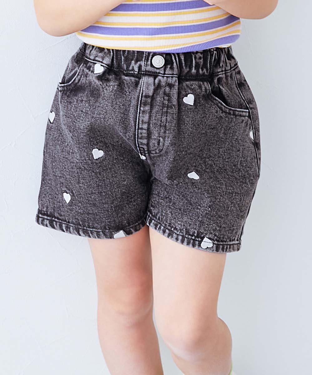 ハートと花がえらべる 刺繍 デニム ショートパンツ | 子供服の通販