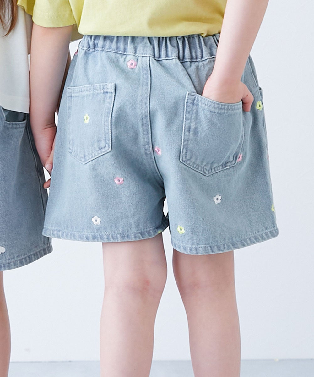 ハートと花がえらべる 刺繍 デニム ショートパンツ | 子供服の通販