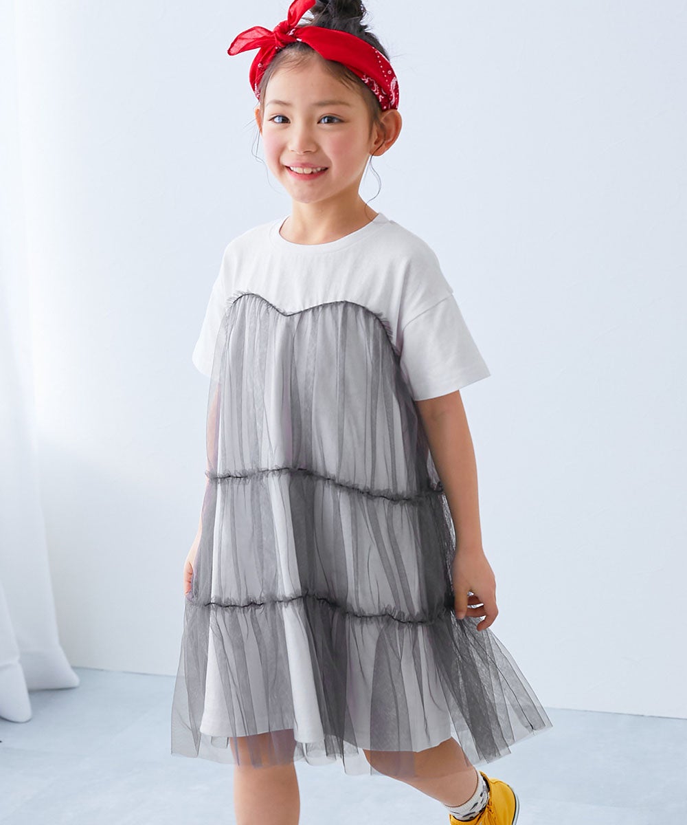 ふんわり チュールドッキングワンピース | 子供服の通販 デビロック
