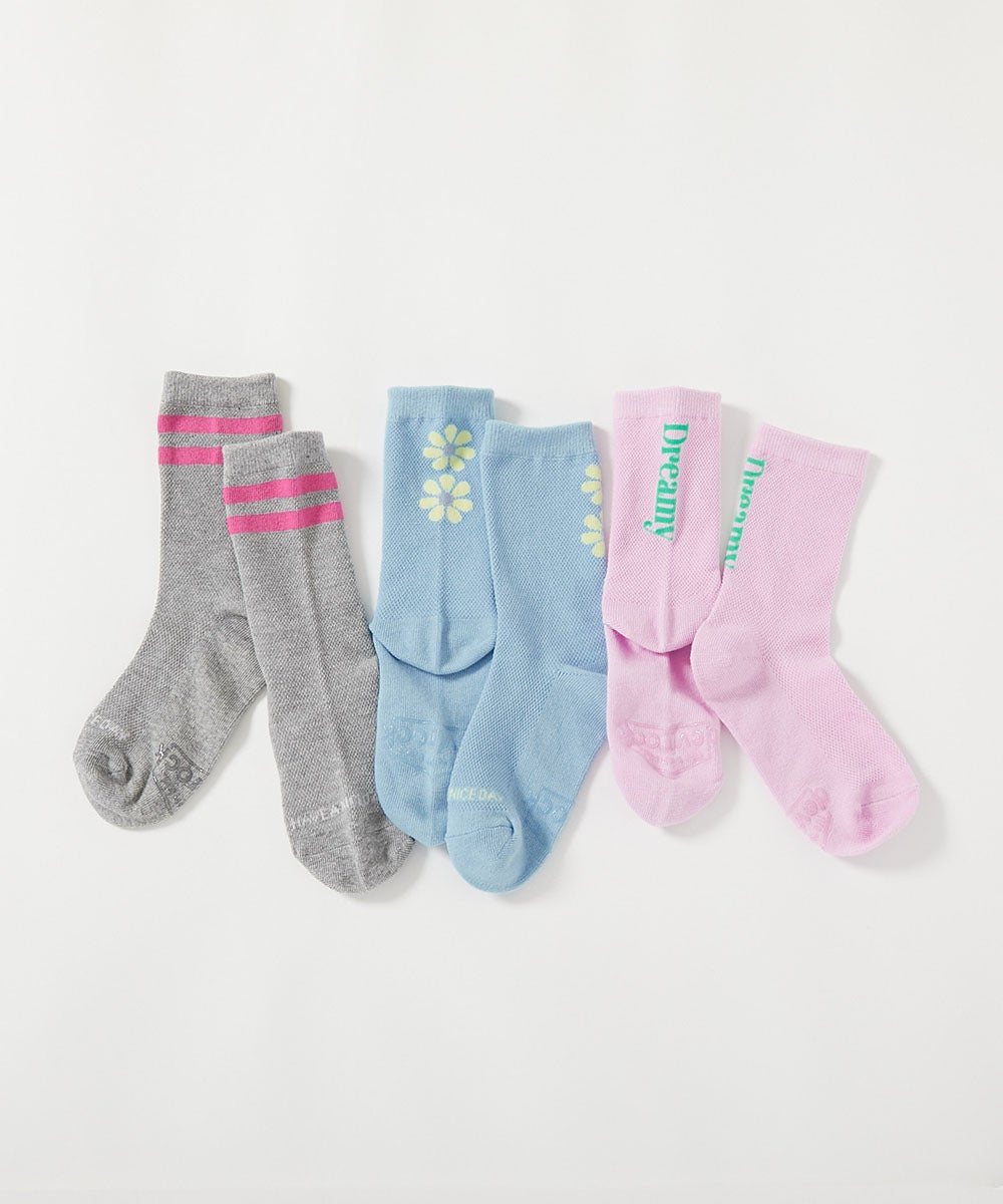 メッシュ切り替え デザインソックス 3足セット | 子供服の通販