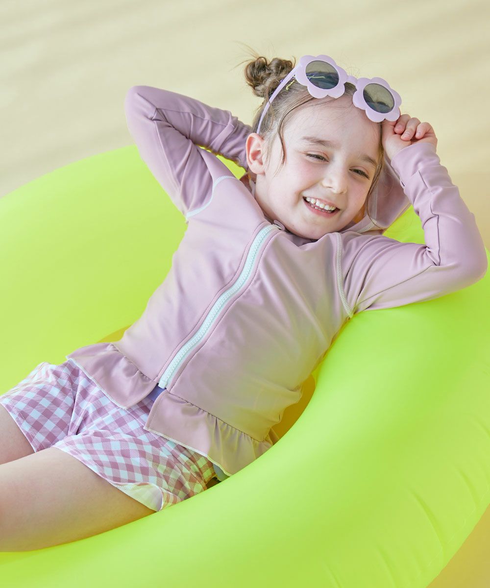 UVカット 裾フリル 長袖ジップラッシュガード | 子供服の通販