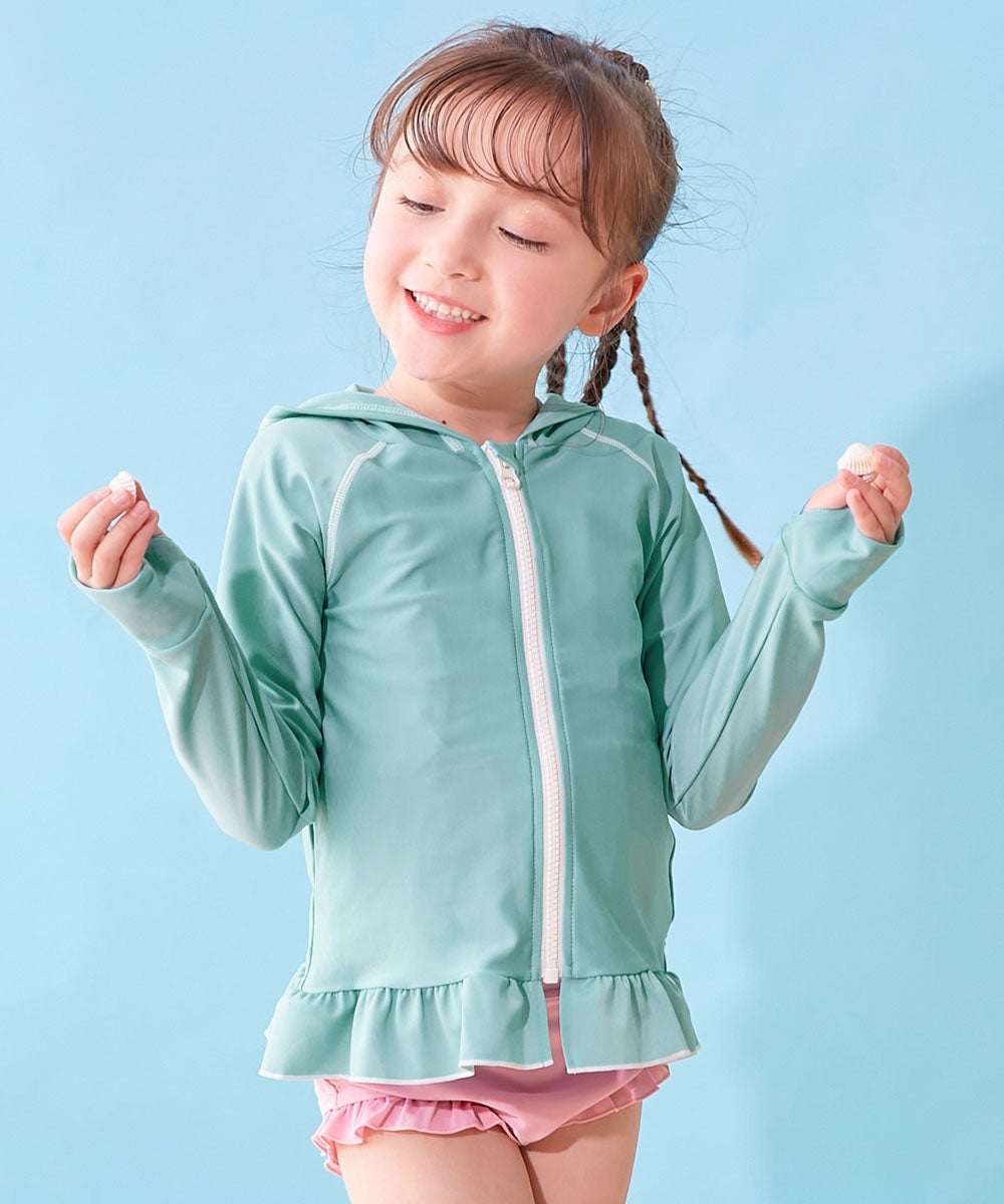 最大8%OFF】UVカット 裾フリル 長袖ジップラッシュガード | 子供服の