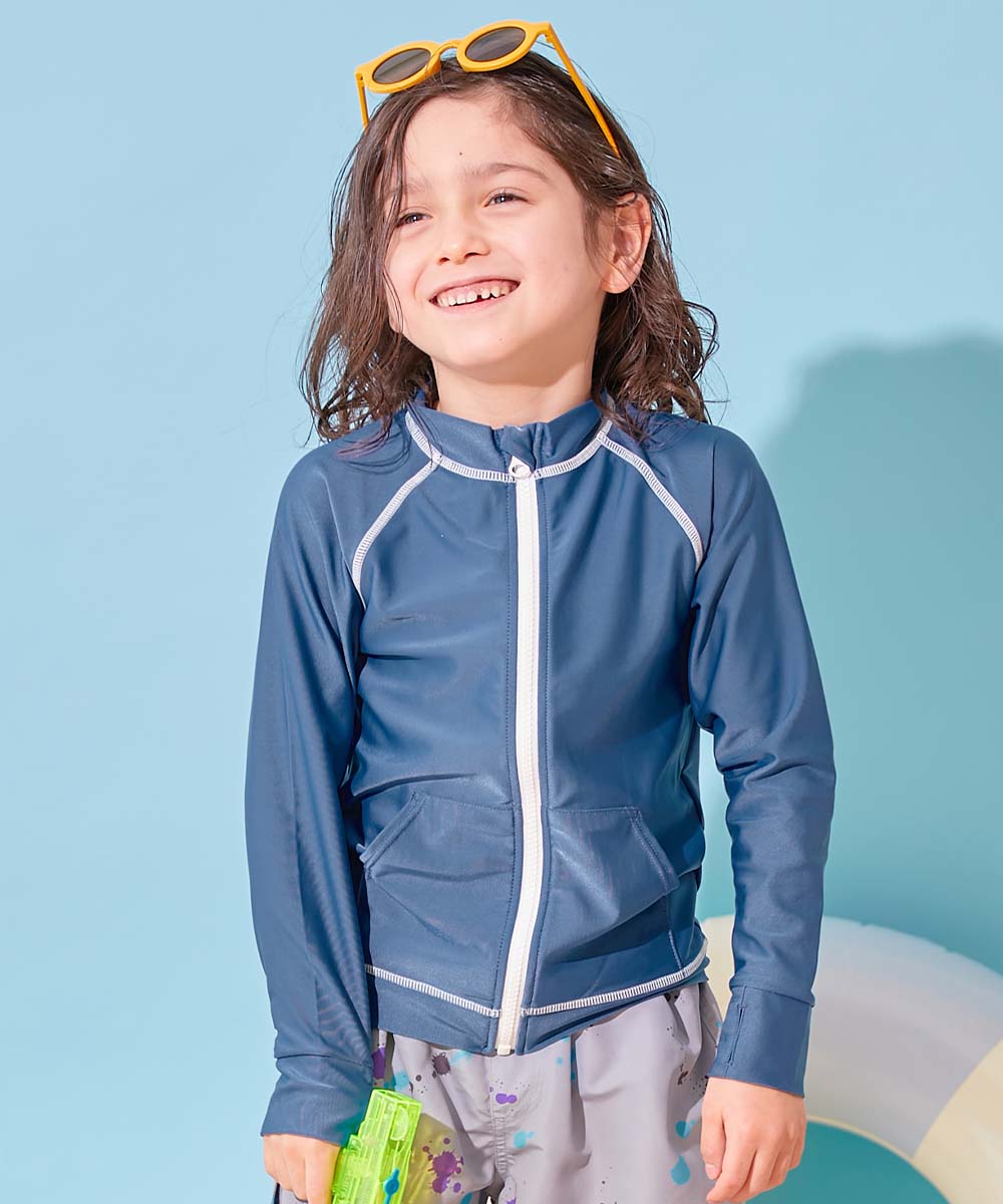 最大5%OFF】UVカット 無地＆柄 長袖ジップラッシュガード | 子供服の