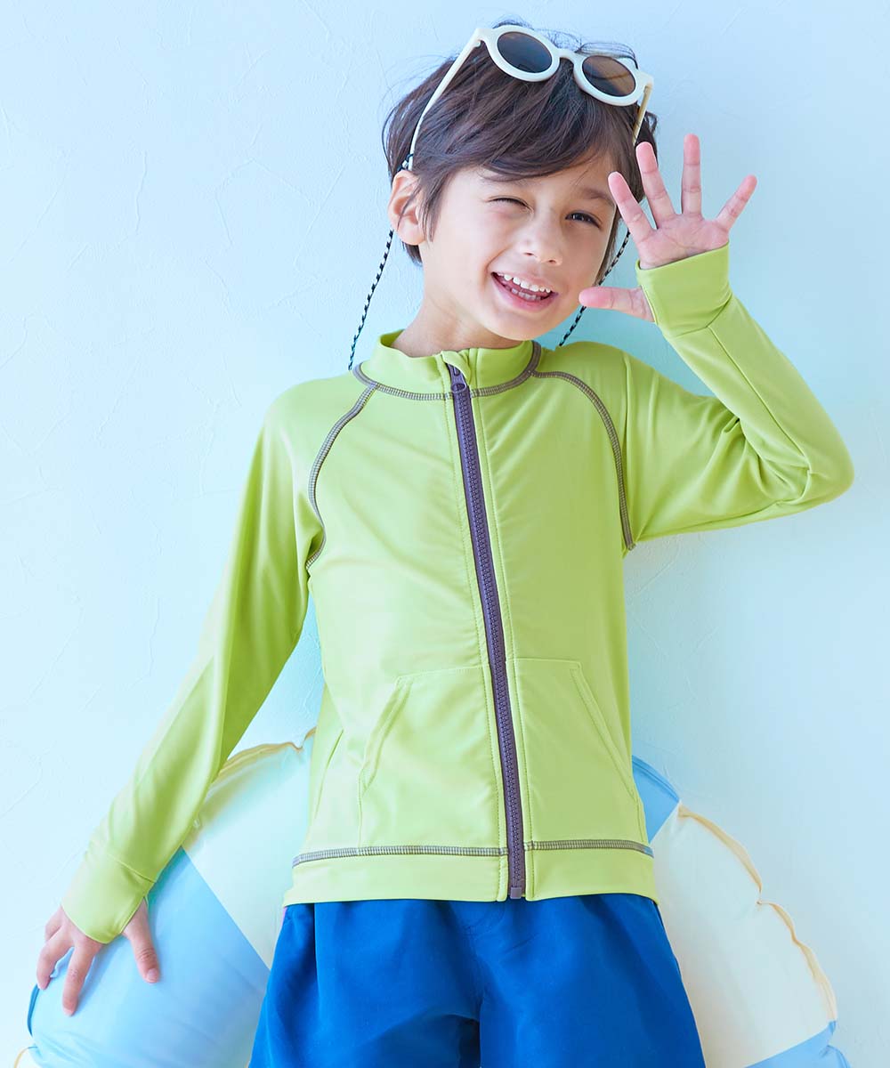 最大5%OFF】UVカット 無地＆柄 長袖ジップラッシュガード | 子供服の