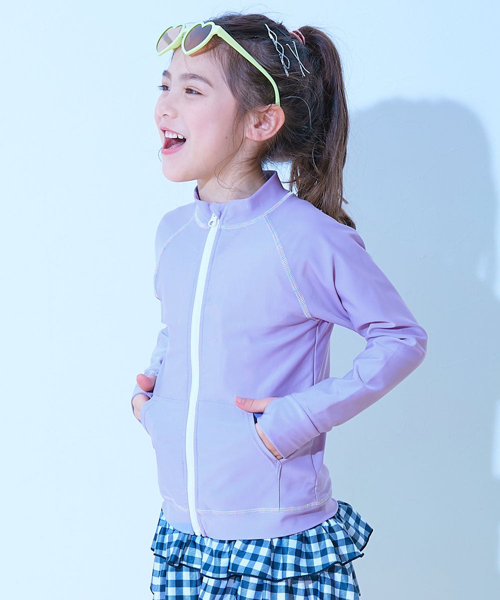 UVカット 無地 長袖ジップラッシュガード | 子供服の通販 デビロック