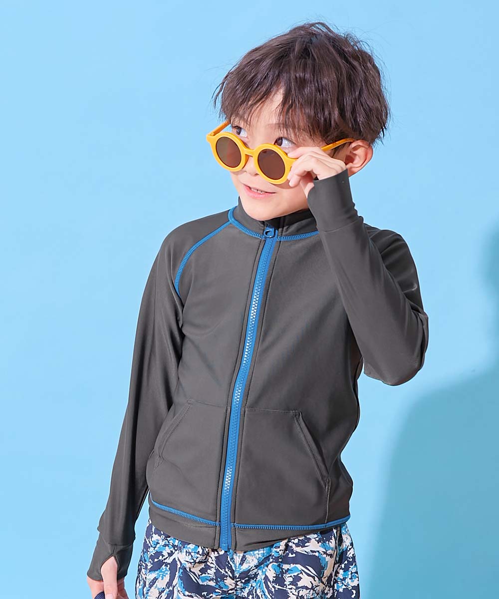最大5%OFF】UVカット 無地＆柄 長袖ジップラッシュガード | 子供服の