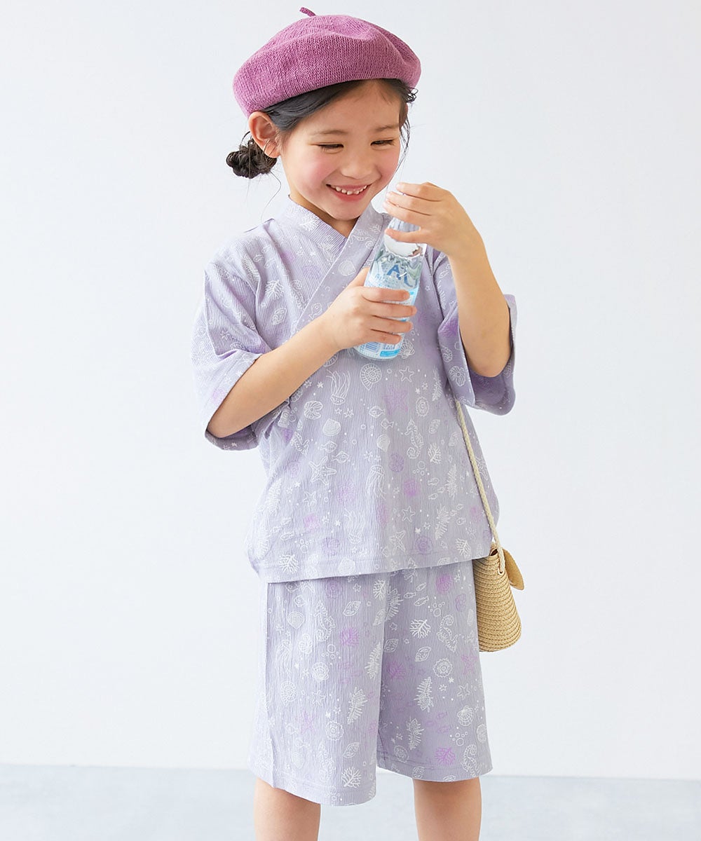 すぽっと着られる 着心地やわらか 総柄プリント おやすみ甚平 | 子供服