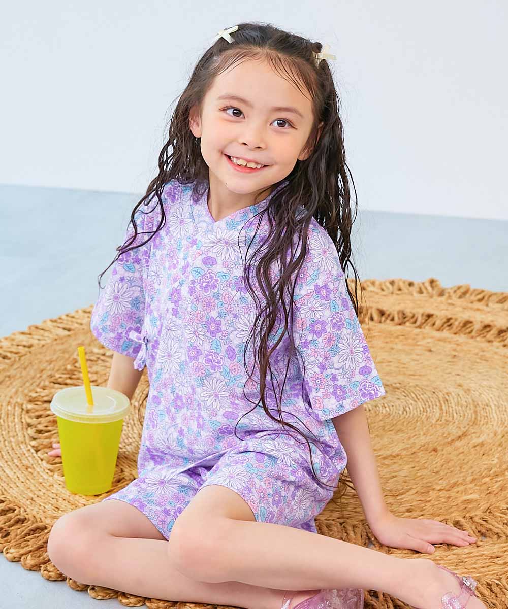 すぽっと着られる 着心地やわらか 総柄プリント おやすみ甚平 | 子供服