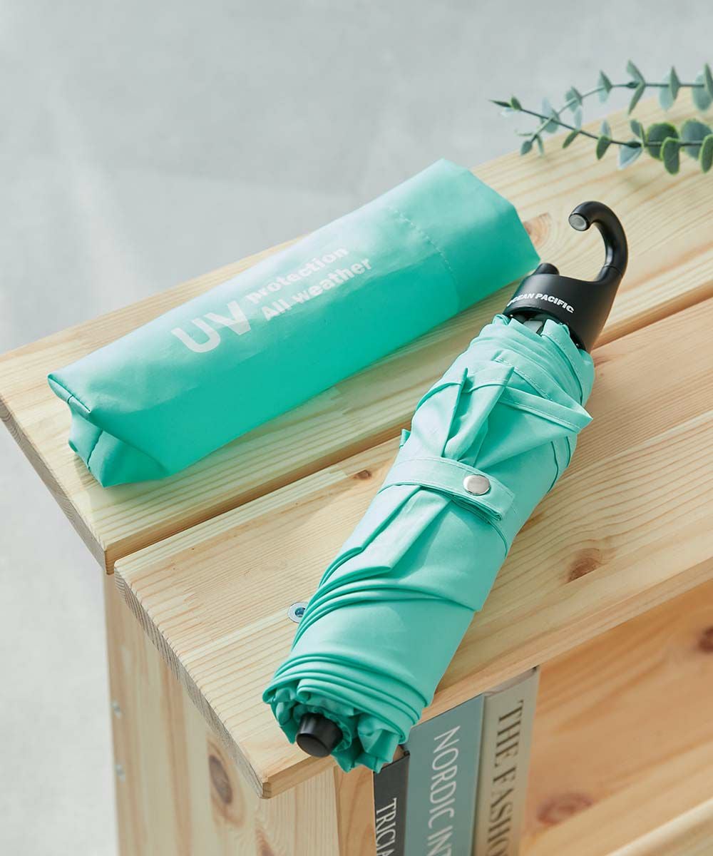 davek 折りたたみ傘 Turquoise 収納袋付き SPECIAL SALE 25%OFF】Ocean Pacific カラビナ付き軽量折り畳み傘(晴雨