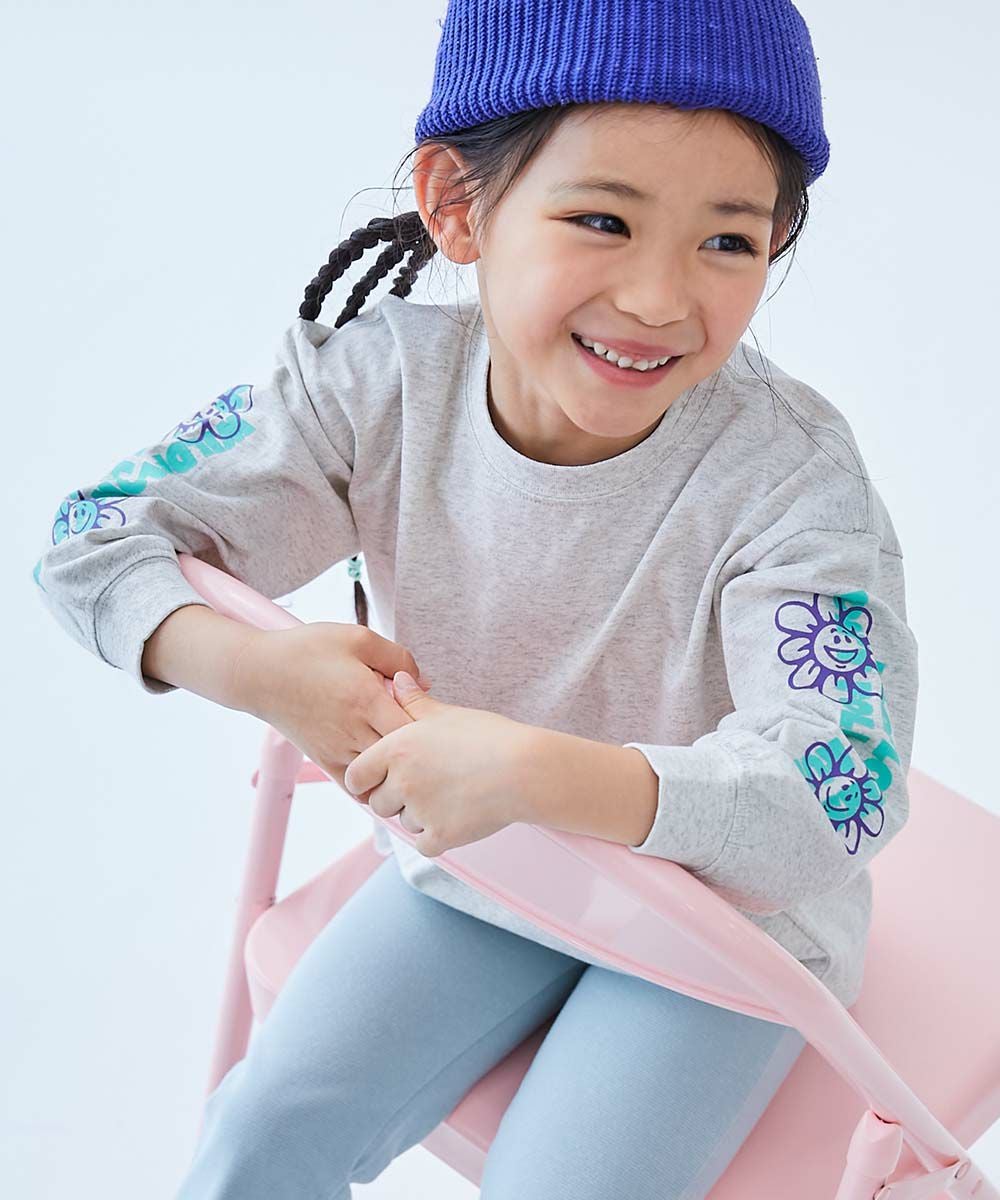 最大27%OFF】綿100％ デビラボ BIGシルエット 袖プリント袖リブ 長袖T