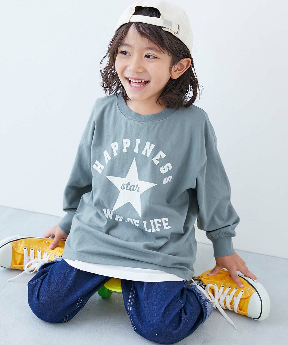 SPECIAL SALE 30%OFF】綿100％ デビラボ BIGシルエット プリント袖リブ