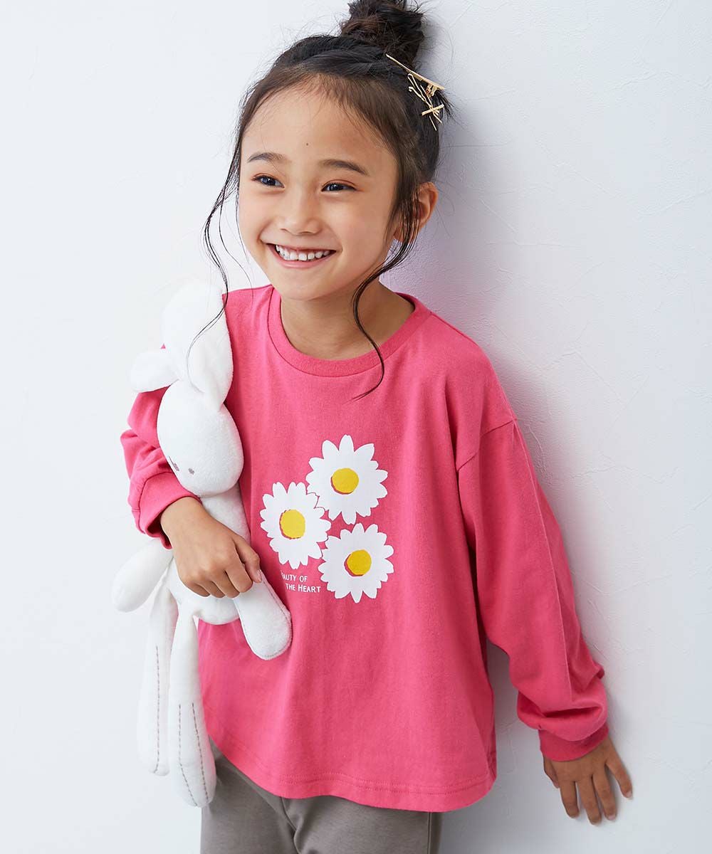 SPECIAL SALE 20%OFF】綿100％ デビラボ ガールズ プリント袖リブ 長袖