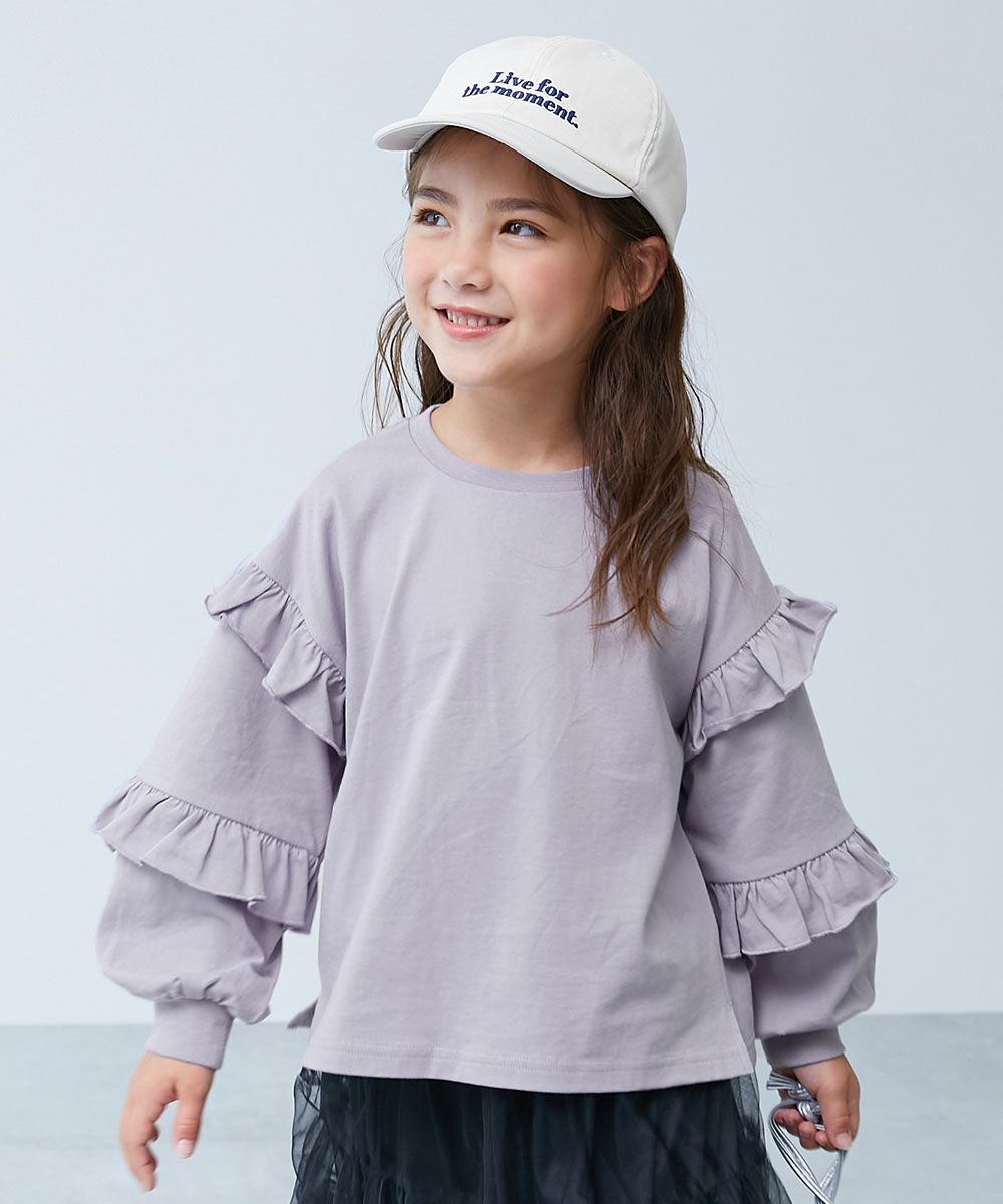 フリル付きグレーTシャツ ピグメントアソートフリルTシャツ