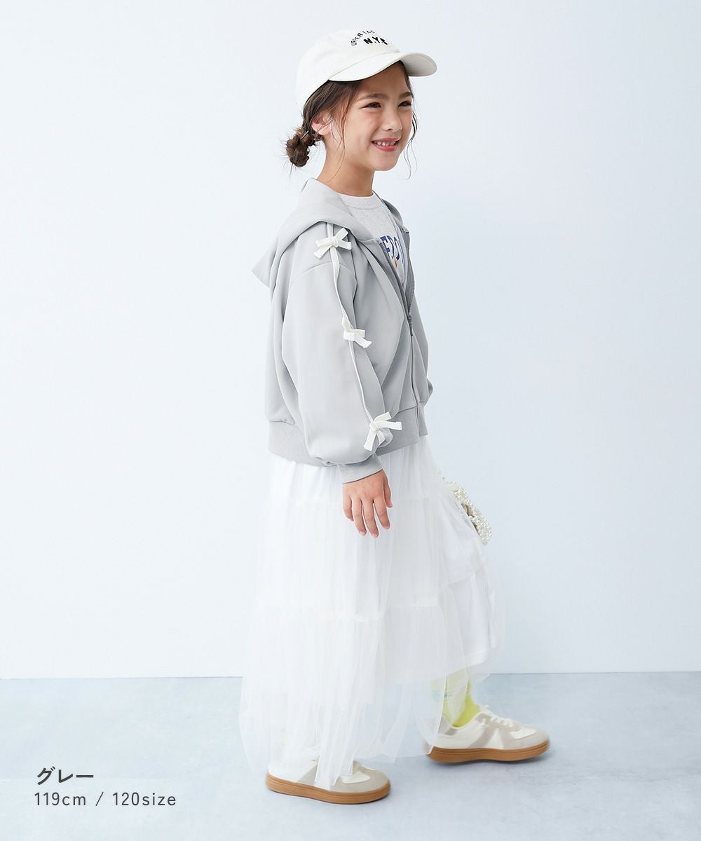 リボンちゃんパーカー SPECIAL SALE 28%OFF】リボン付き サイドライン おめかし ジップ