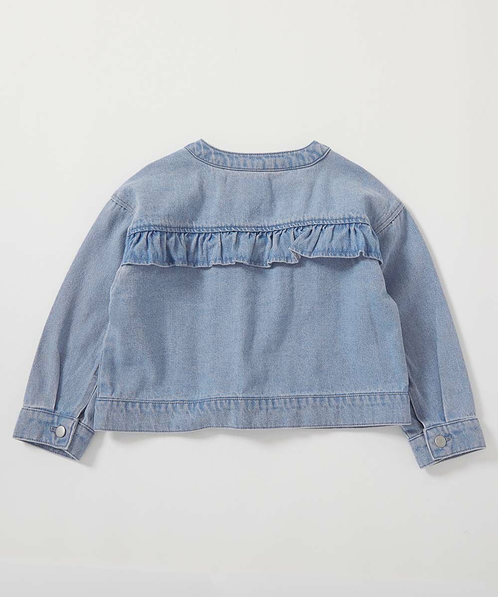け*い様 バックフリルデニムジャケット SPECIAL SALE 53%OFF】【セットアップ可能】バックフリル ノーカラー