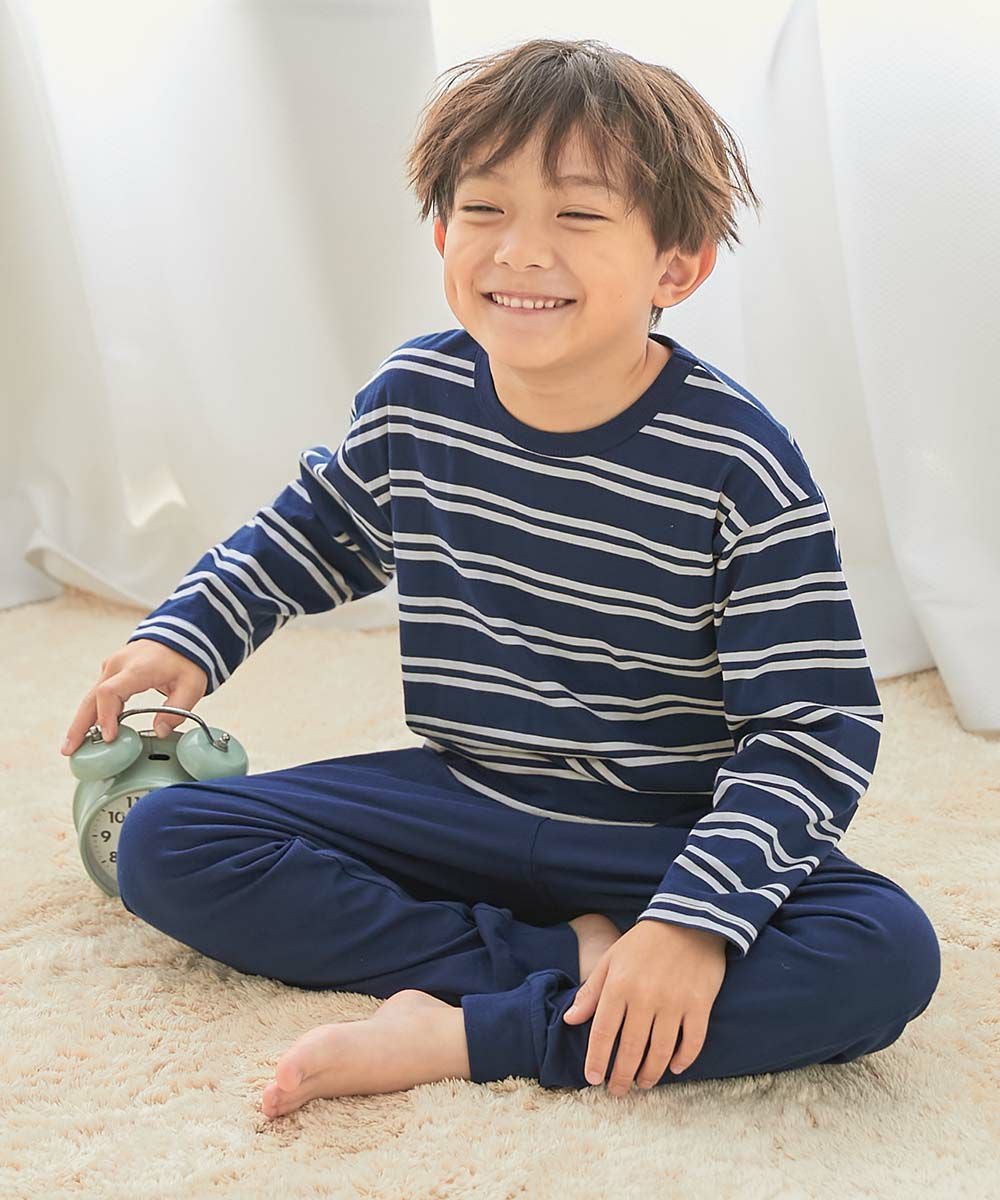 綿100％ やわらか ボーダー 長袖パジャマ | 子供服の通販 デビロック