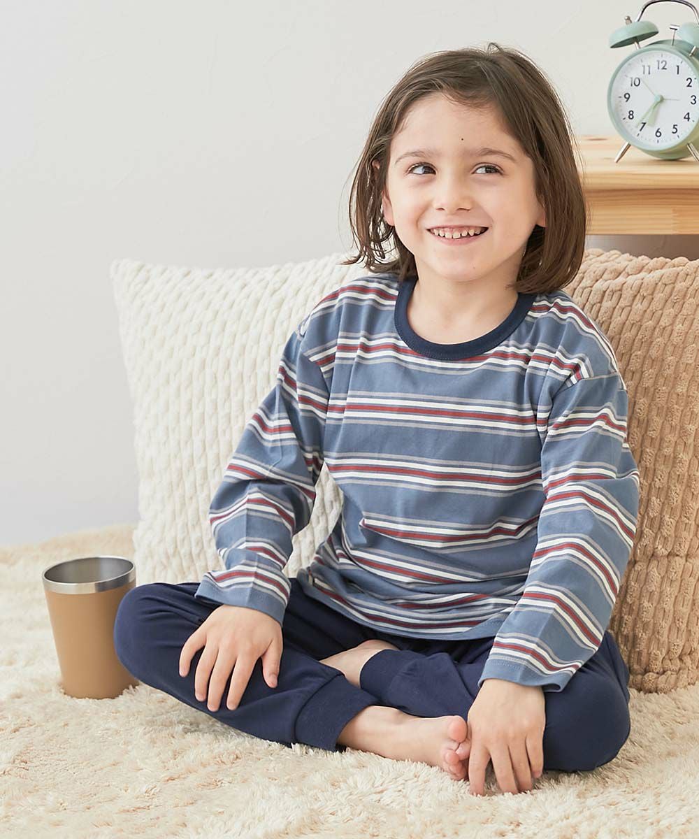 綿100％ やわらか ボーダー 長袖パジャマ | 子供服の通販 デビロック