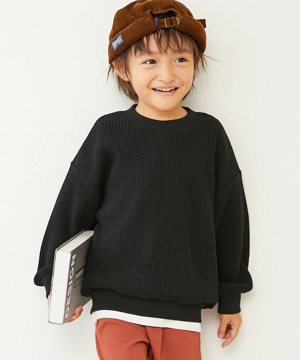 SALE 5%OFF】のびーるストレッチワッフル BIGシルエット トレーナー