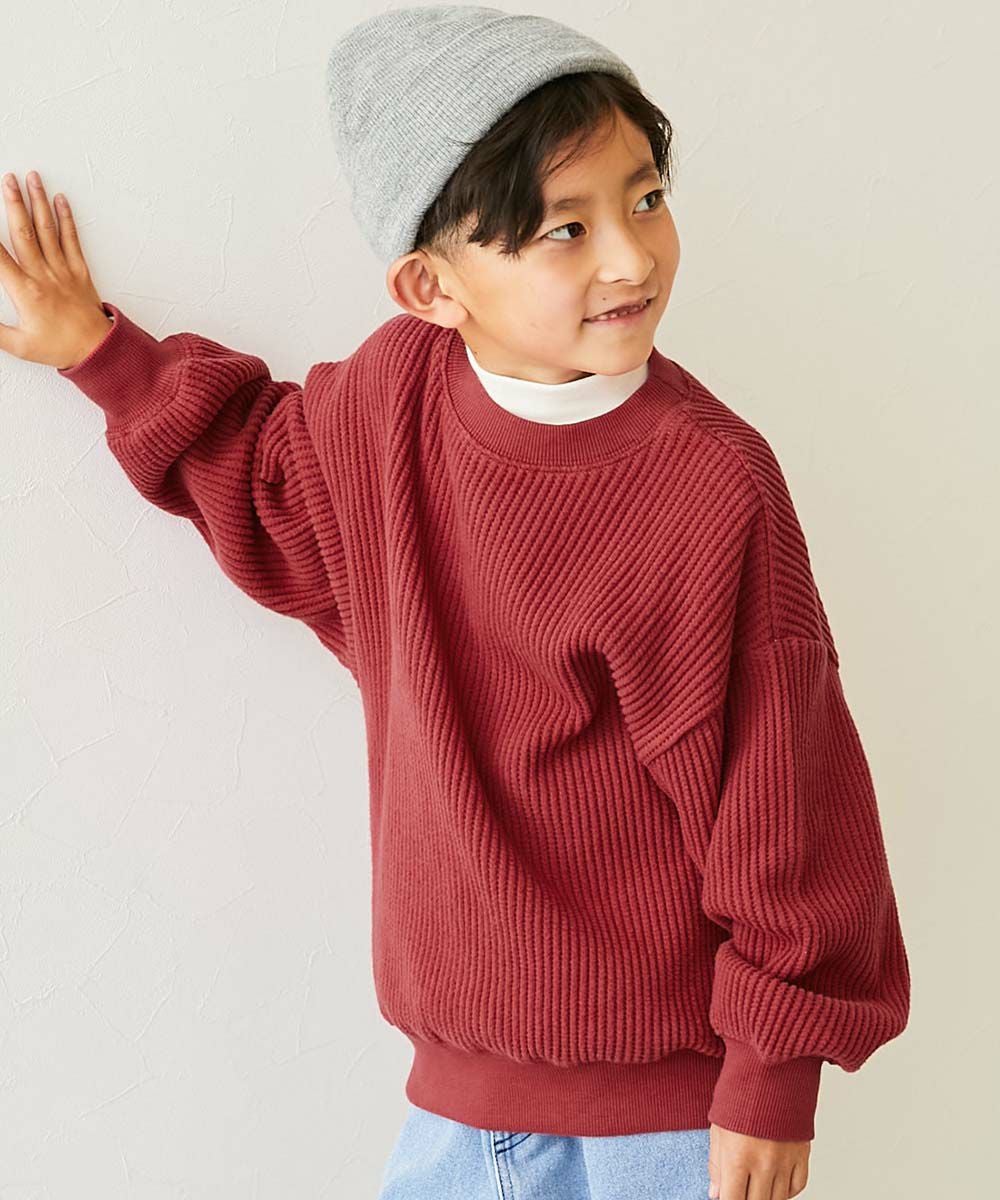 のびーるストレッチワッフル BIGシルエット トレーナー | 子供服の通販
