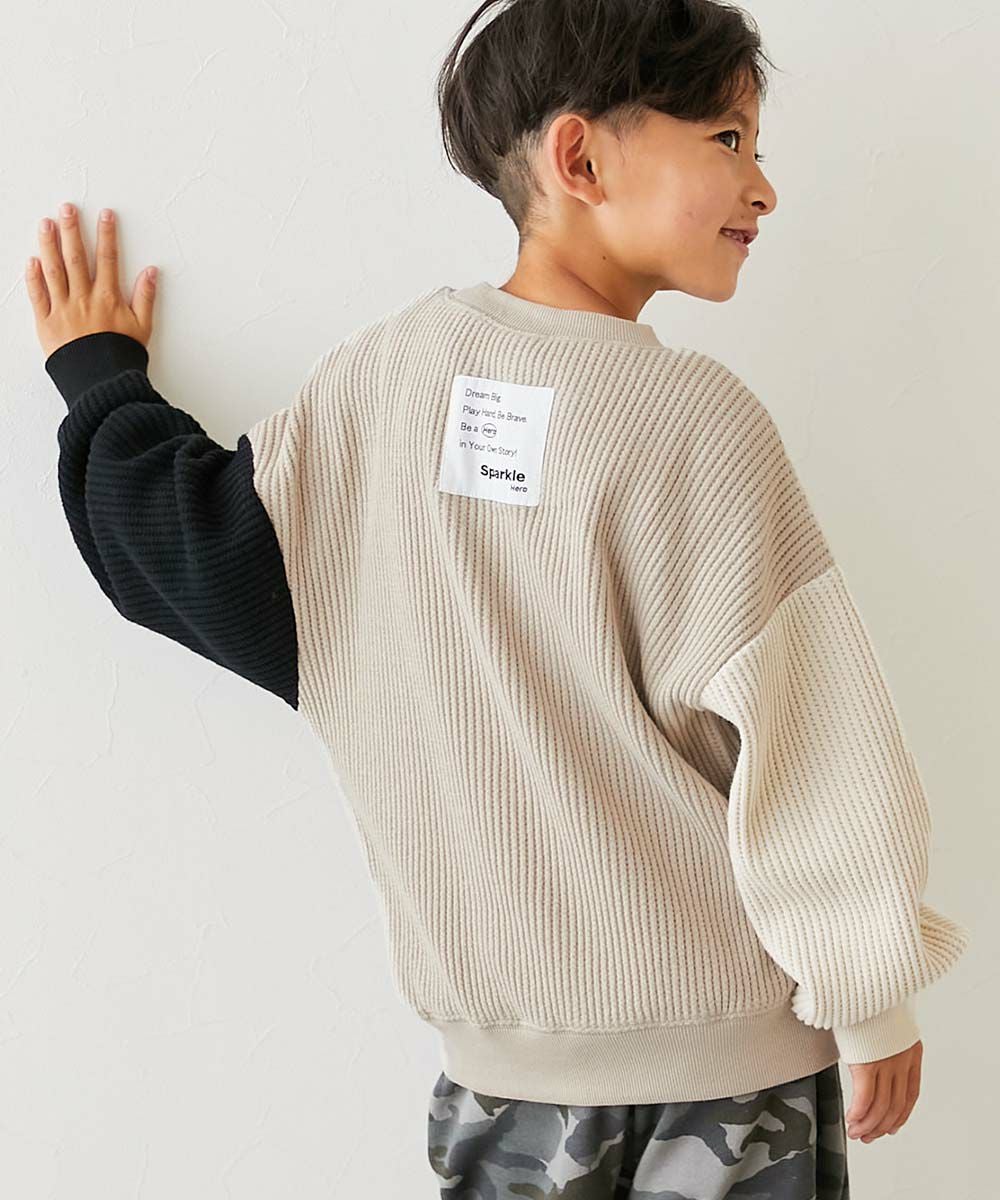 SALE 5%OFF】のびーるストレッチワッフル BIGシルエット トレーナー