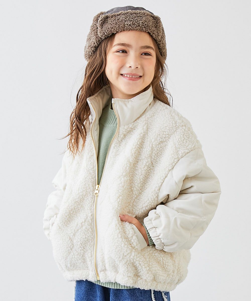 SALE 7%OFF】洗える キルティングボア 切り替え スタンドジャケット