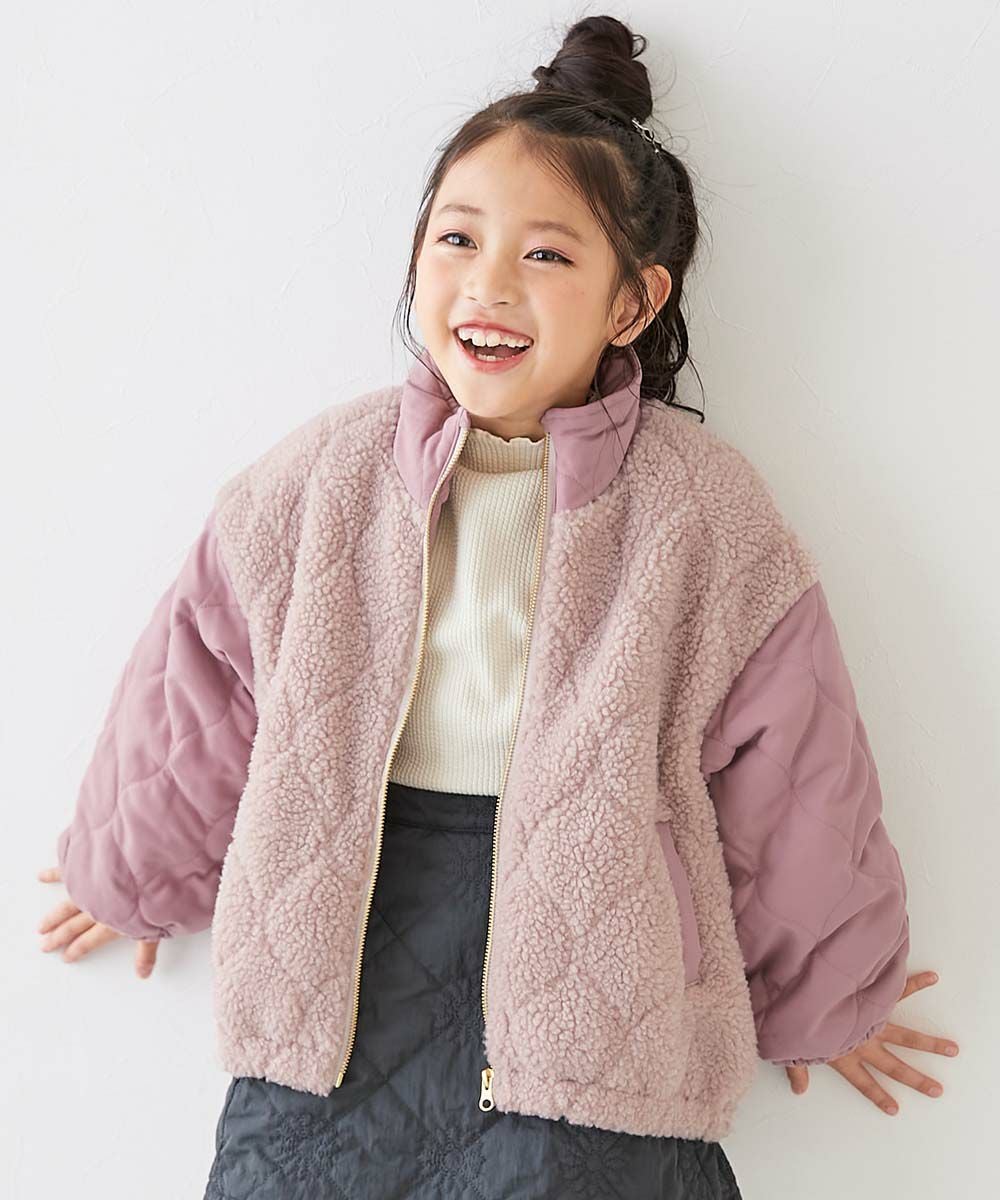 SALE 7%OFF】洗える キルティングボア 切り替え スタンドジャケット