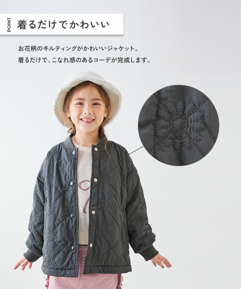 洗える あったか裏ボア 花柄キルティング 防風 ジャケット | 子供服の